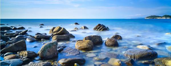 When the water level drops, the rocks become visible..